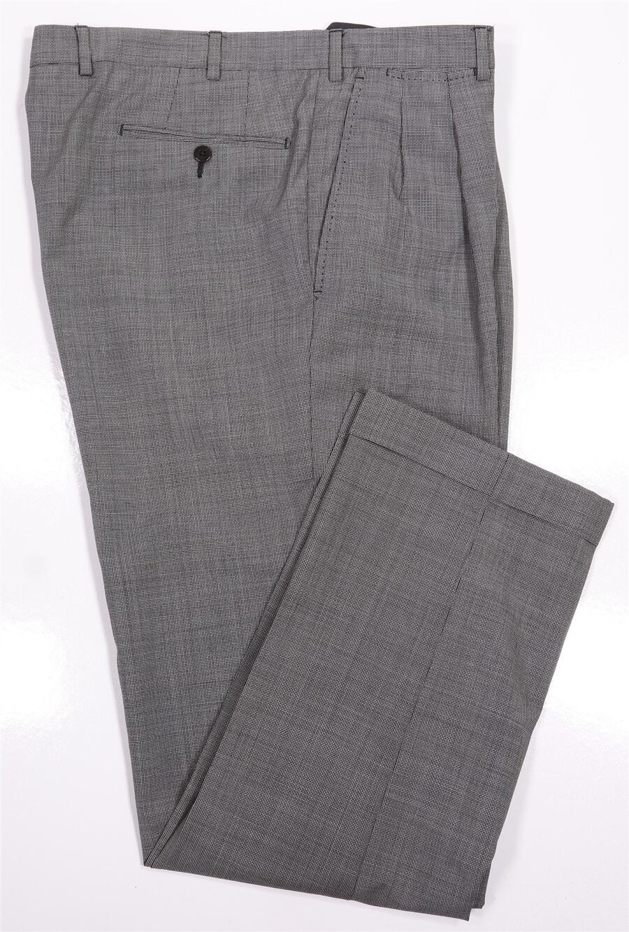 Ermenegildo Zegna Black Gray Woven Pleated Dress Pants Trousers 36x32
